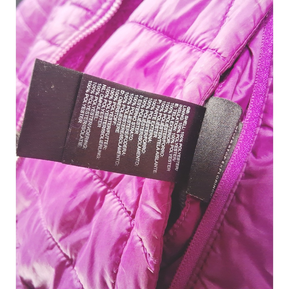 The North Face Girls Mossbud Swirl Reversible Jacket Purple XL 18 Quilted Fleece - Picture 12 of 14
